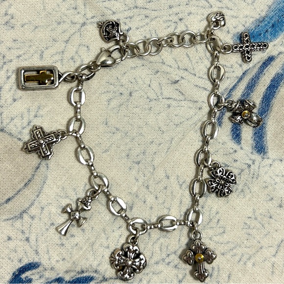 Brighton Jewelry - Brighton Eternity Cross Bracelet Charm J30610 Silver Gold Plated 7.25" - 8.25"
